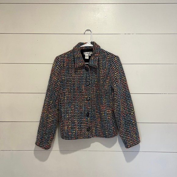 Women's Coldwater Creek Button-Up‎ Tweed Jacket Blazer Multicolor SZ 8 - Picture 1 of 6